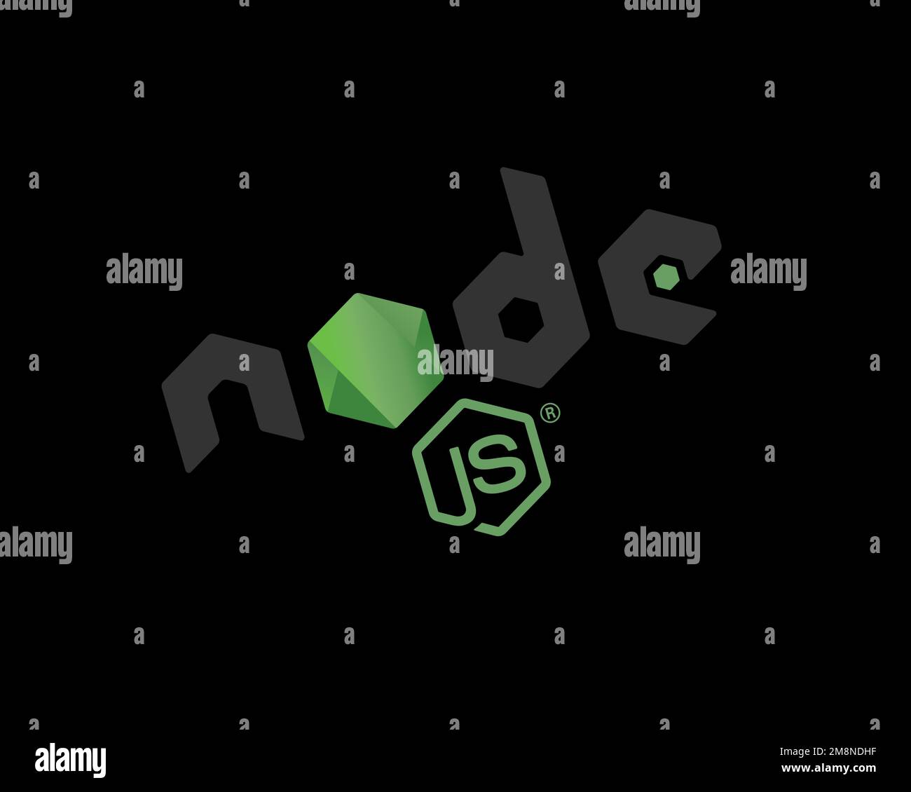 Node. js, rotated logo, black background Stock Photo - Alamy