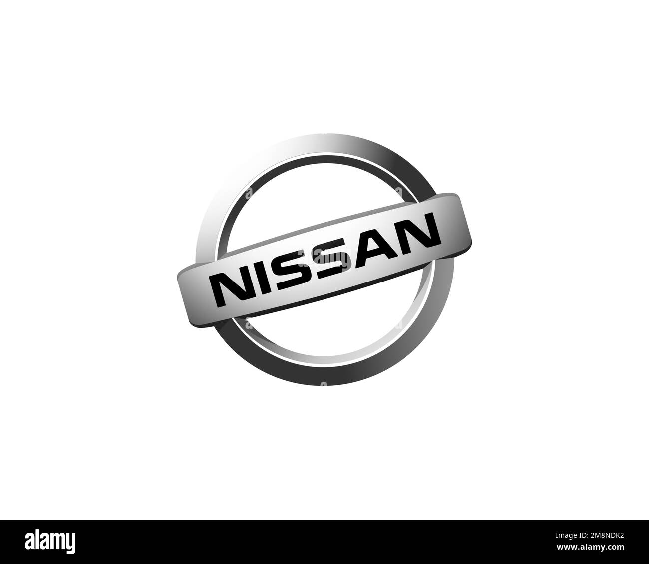 Nissan Motor India Private Limited, Rotated Logo, White Background Stock Photo