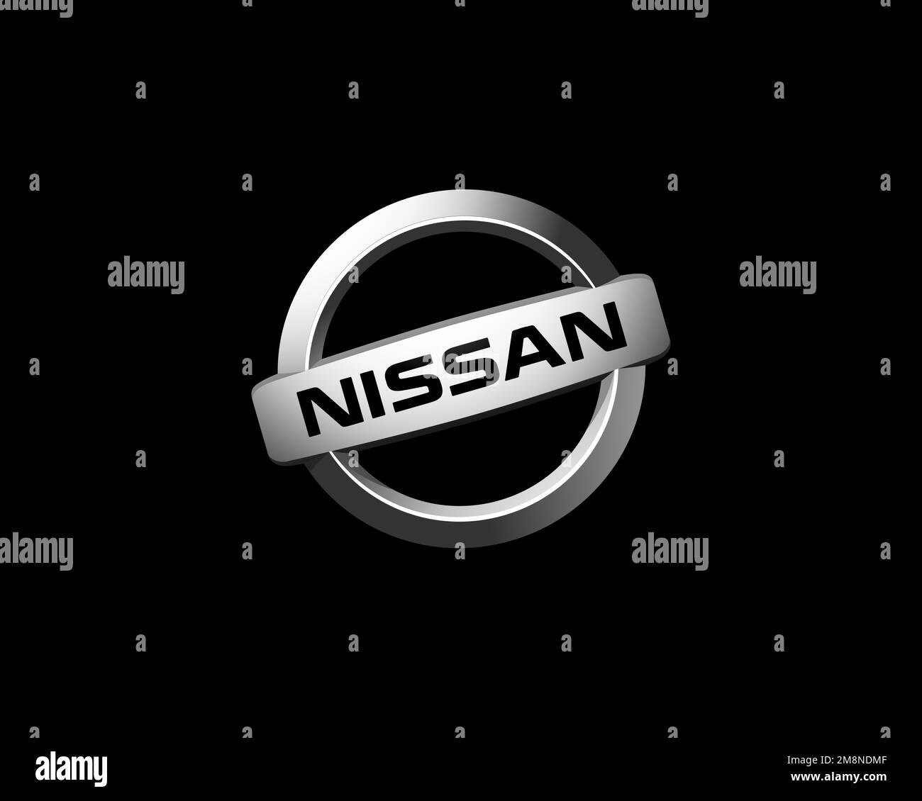 Nissan Motor India Private Limited, Rotated Logo, Black Background Stock Photo