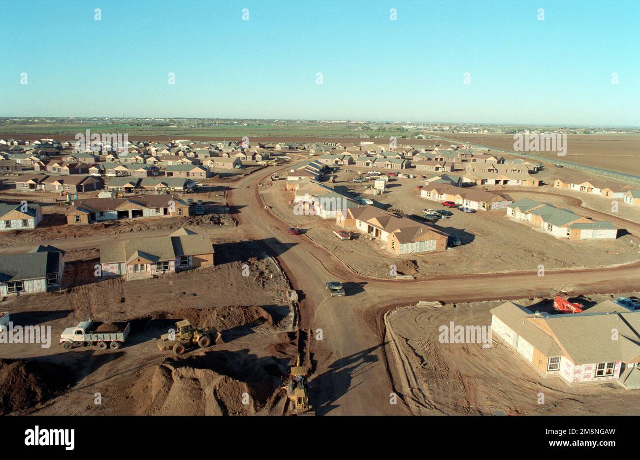An aerial view of 184 new base housing units being built outside of