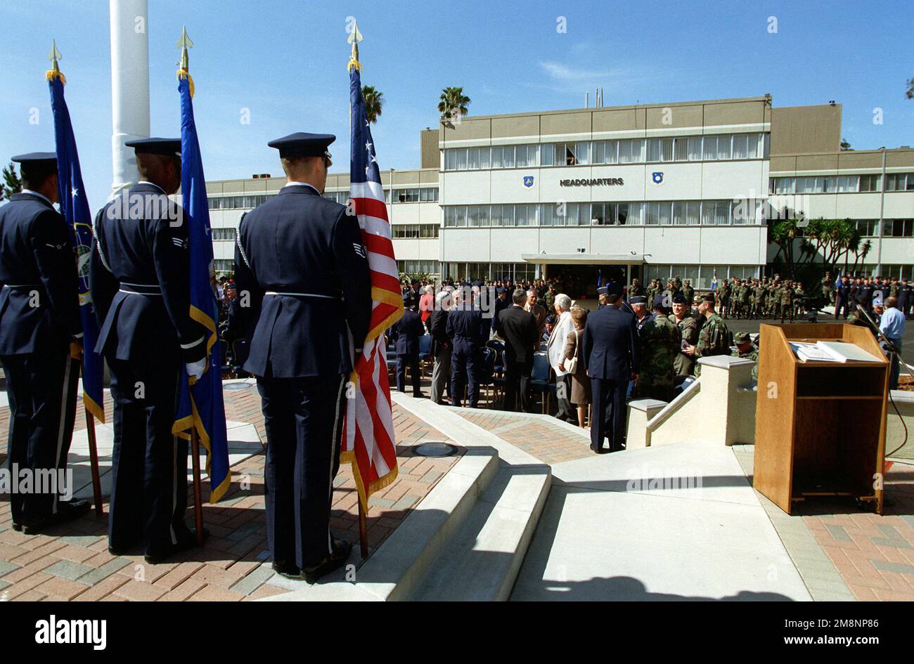 The 14th air force change of command ceremony is getting ready to