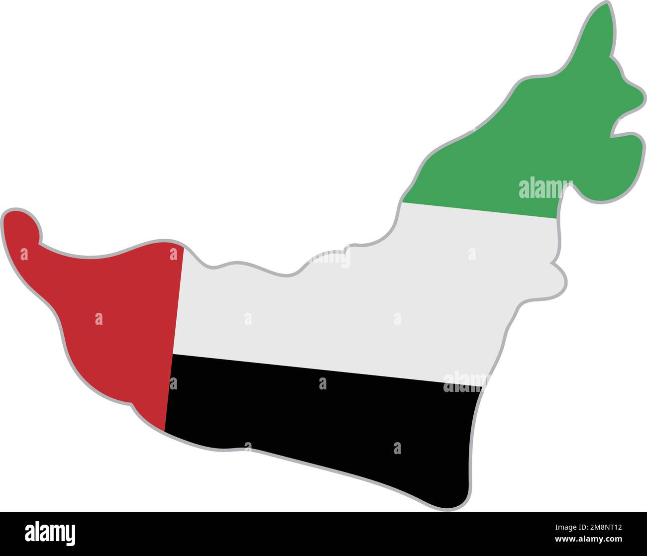 Map of the United Arab Emirates with flag pattern. Editable vector. Stock Vector