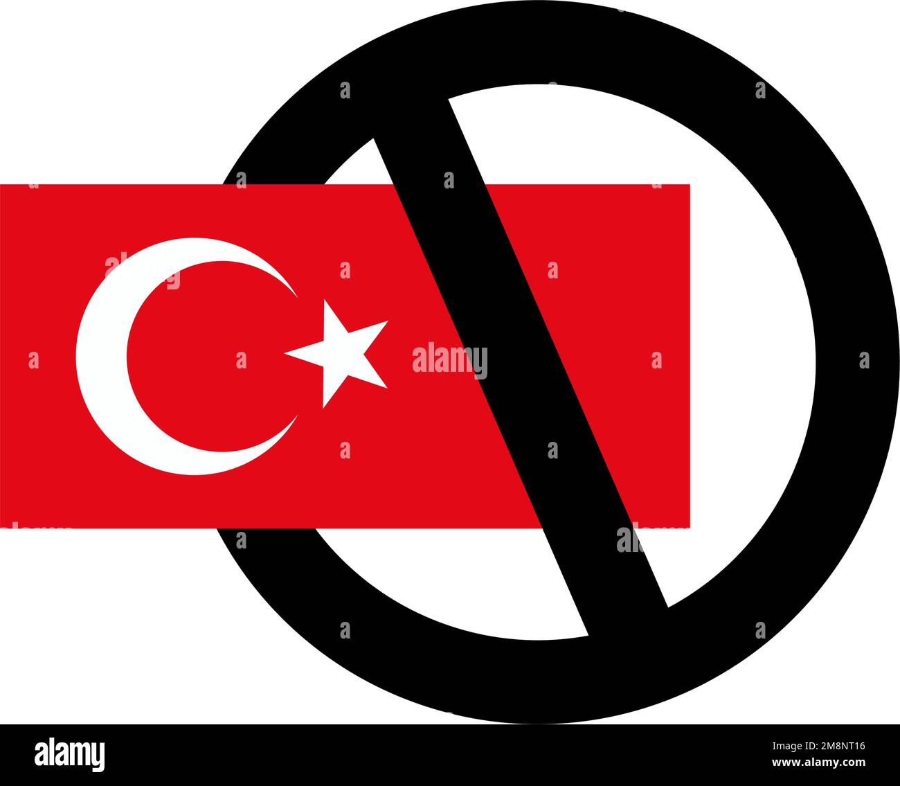 Prohibition mark and Turkish flag. Editable vector Stock Vector Image