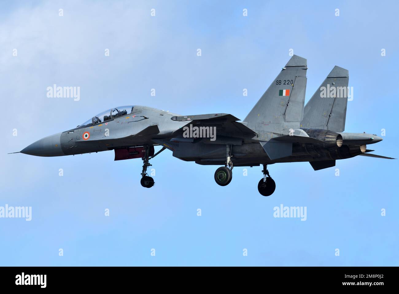 Ibaraki Prefecture, Japan - January 10, 2023: Indian Air Force Sukhoi Su-30MKI Flanker-H multirole fighter. Stock Photo