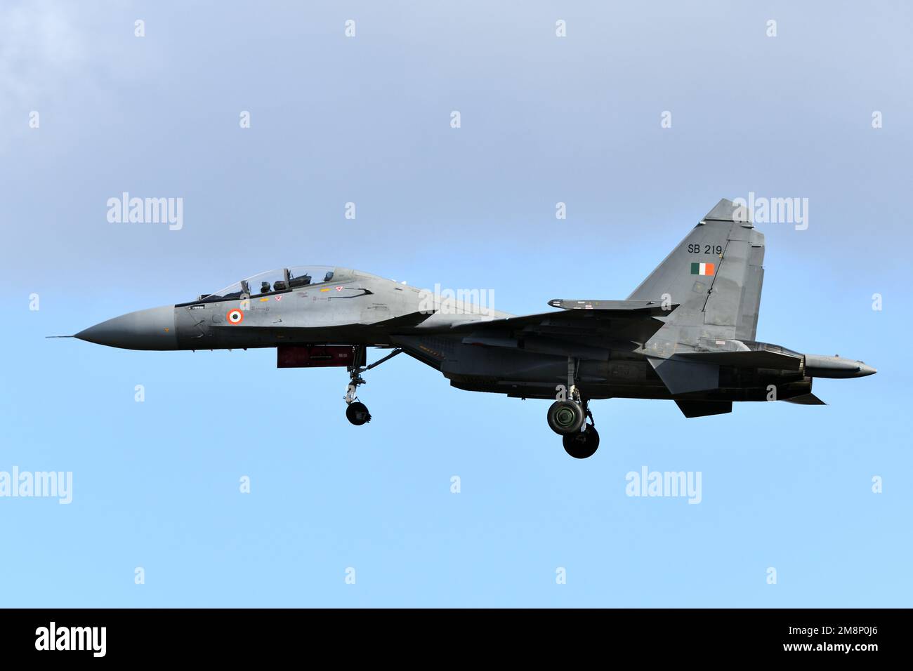 Ibaraki Prefecture, Japan - January 10, 2023: Indian Air Force Sukhoi Su-30MKI Flanker-H multirole fighter. Stock Photo