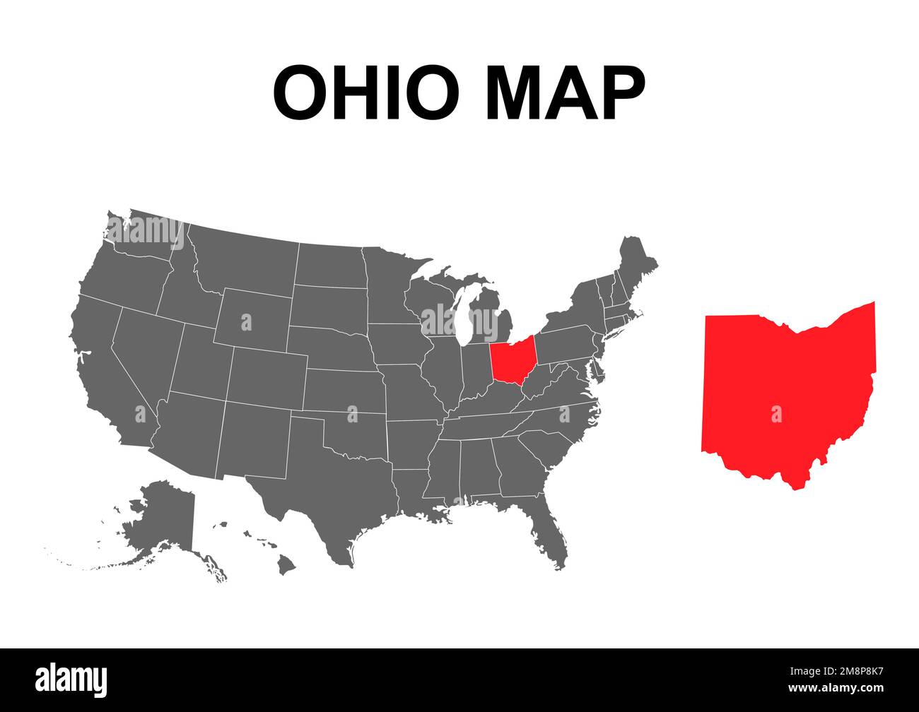 Ohio map shape, united states of america. Flat concept icon symbol vector illustration . Stock Vector