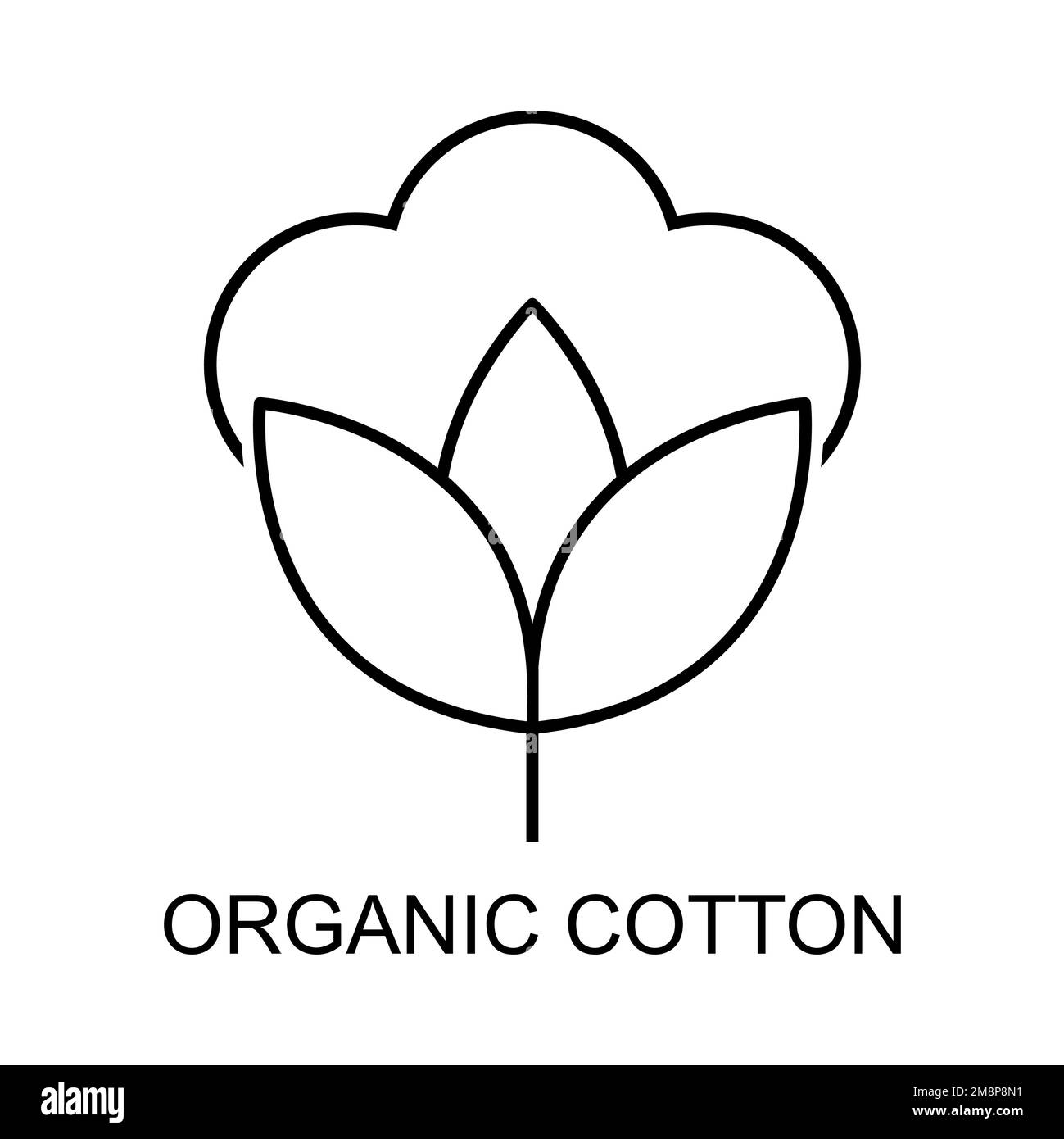 Cotton Icon, Organic Eco And Bio Natural Vector Logo. 100 Percent
