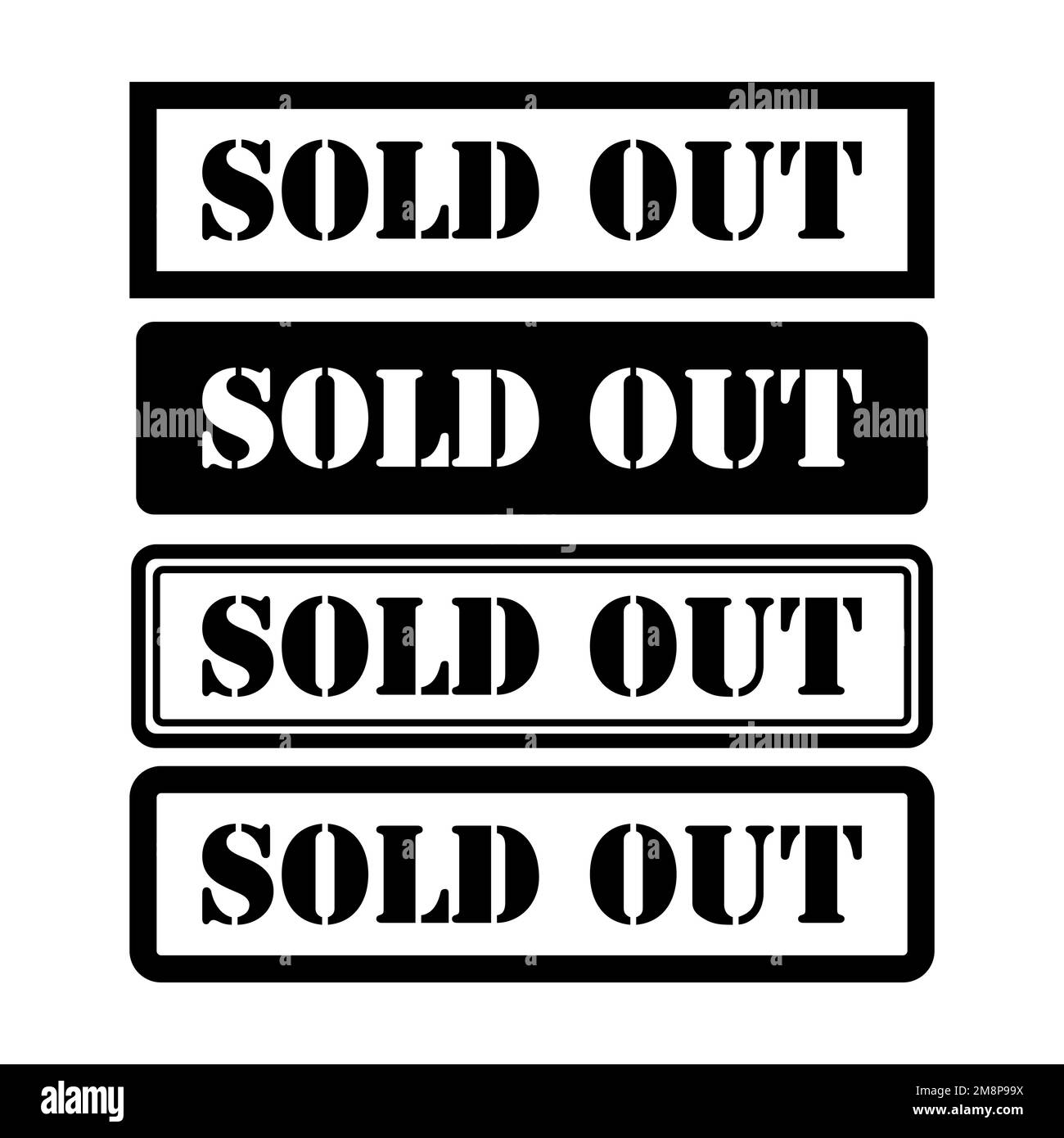 Set of Sold out stamp symbol, label sticker sign button, text banner vector illustration . Stock Vector
