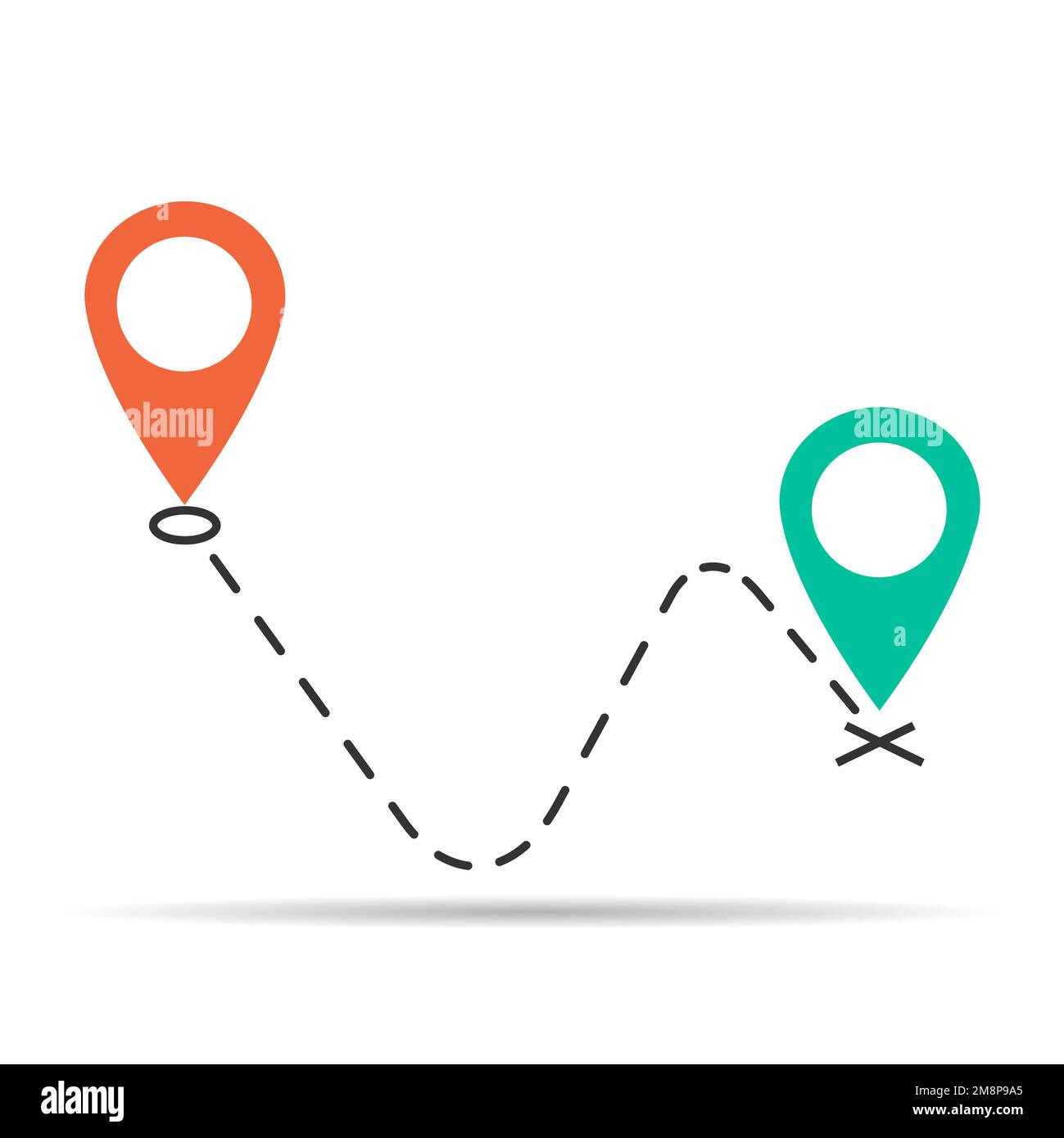 We have moved announcement design shadow, location Vector icon symbol pointer, navigation illustration . Stock Vector