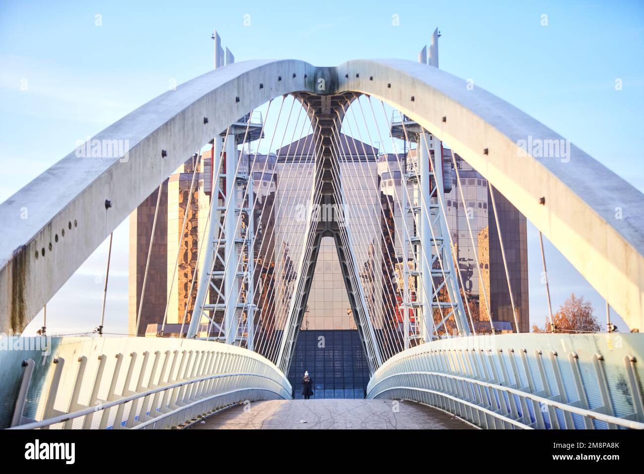 MediaCityUK Salford Quays Millennium bridge Stock Photo