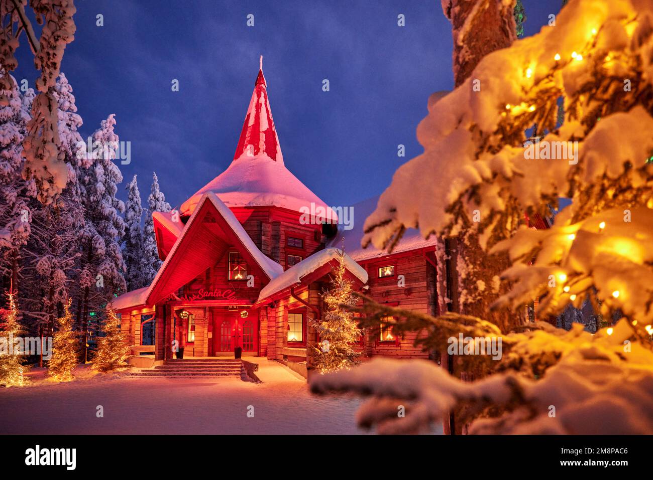 Rovaniemi, Lapland, northern Finland. modern city 'official' home town of Santa Claus, Santa Claus Village  Arctic Circle amusement park Stock Photo