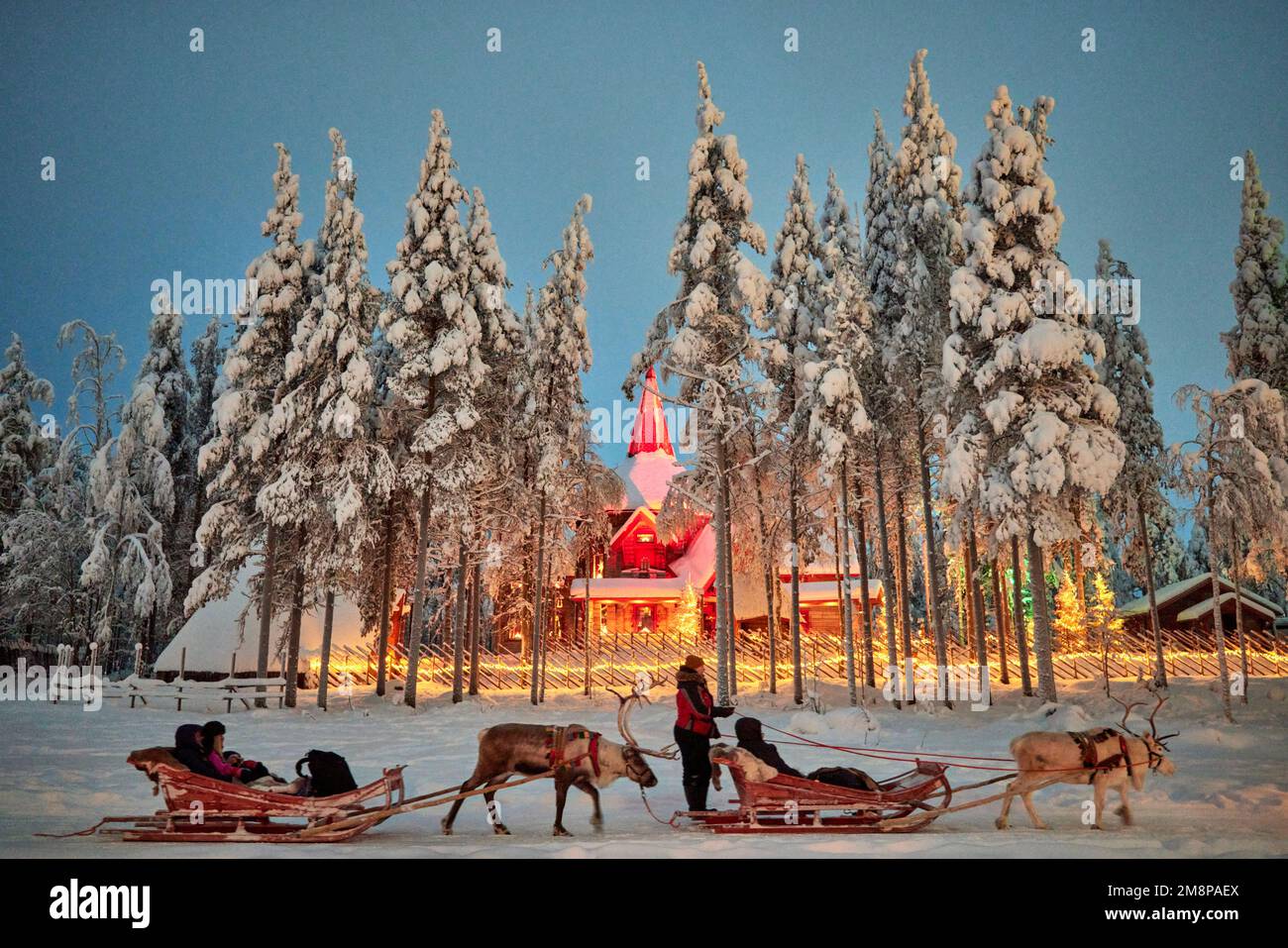 Rovaniemi, Lapland, northern Finland. modern city 'official' home town of Santa Claus, Santa Claus Village  Arctic Circle amusement park Stock Photo