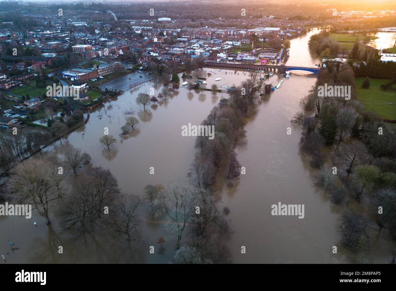 Stourport on Severn, Worcestershire, January 15th 2023 - Water levels