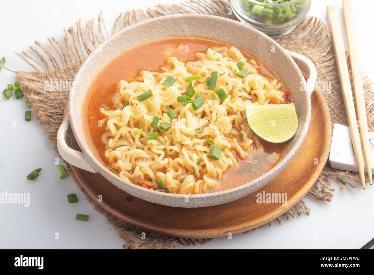 Spicy Korean instant noodles in a cup Stock Photo Alamy