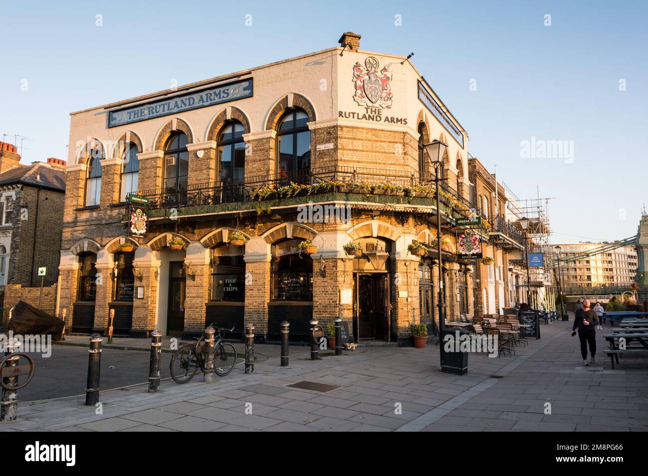 The Rutland Arms pub next to the River Thames in Hammersmith, West London, England, U.K. Stock Photo
