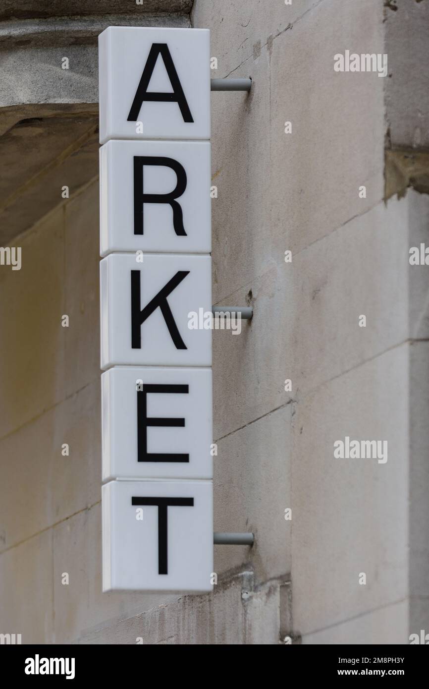 Sign outside Arket store on Long Acre, Covent Garden, London, UK Stock ...