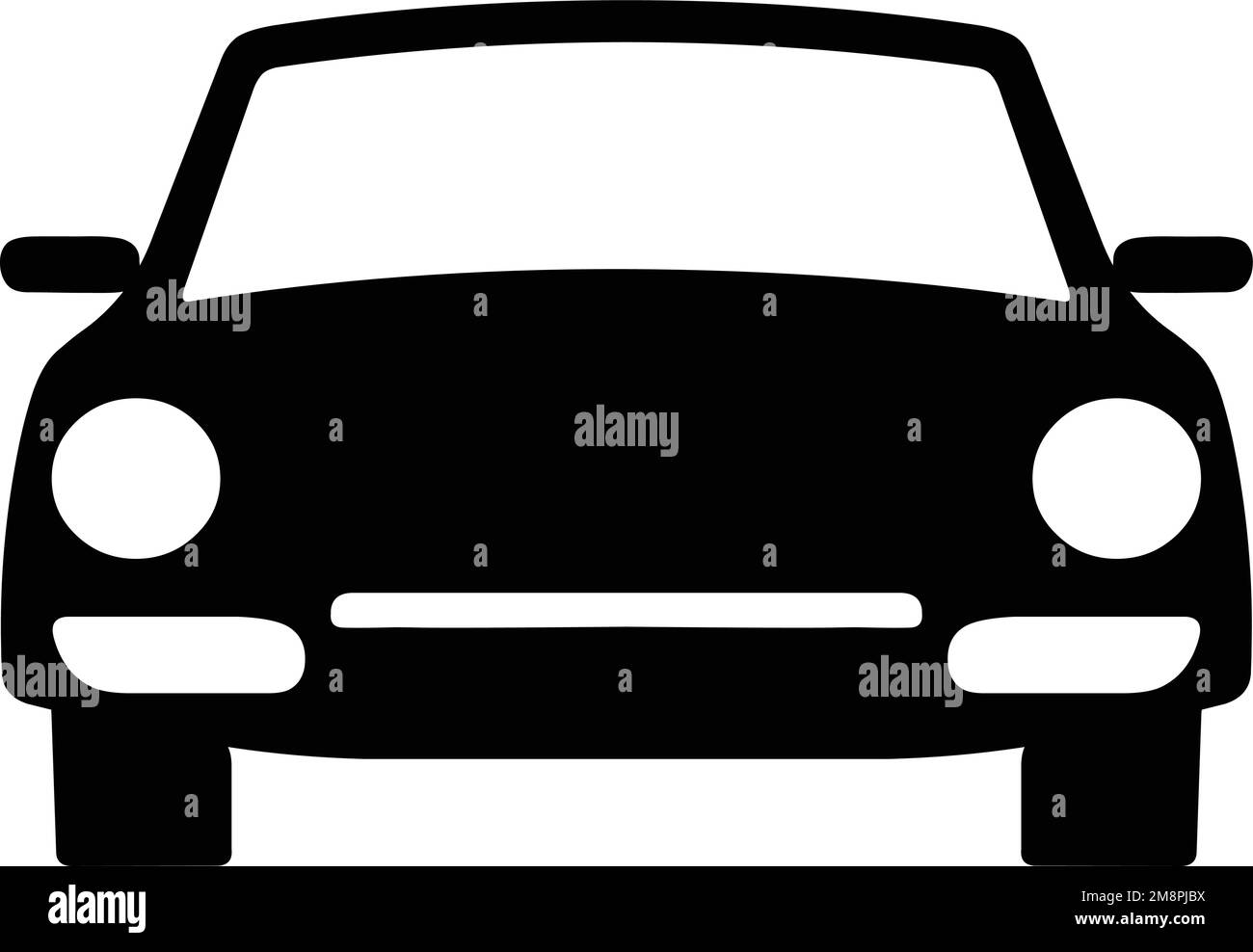 Front view of a black and white car icon Stock Vector