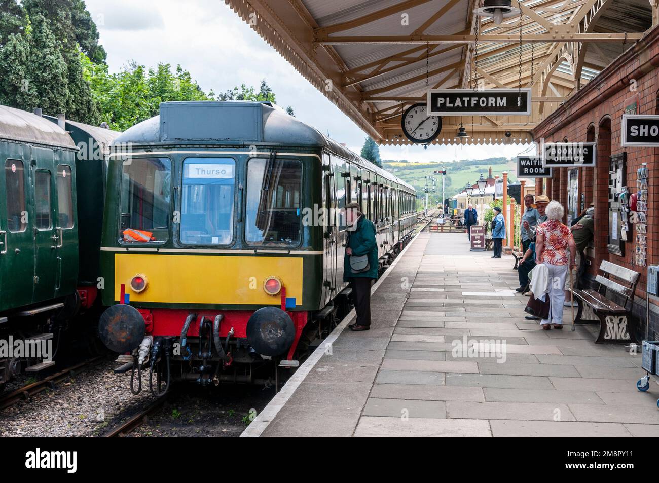 An early 1960s diesel train at Toddington in the Cotswolds