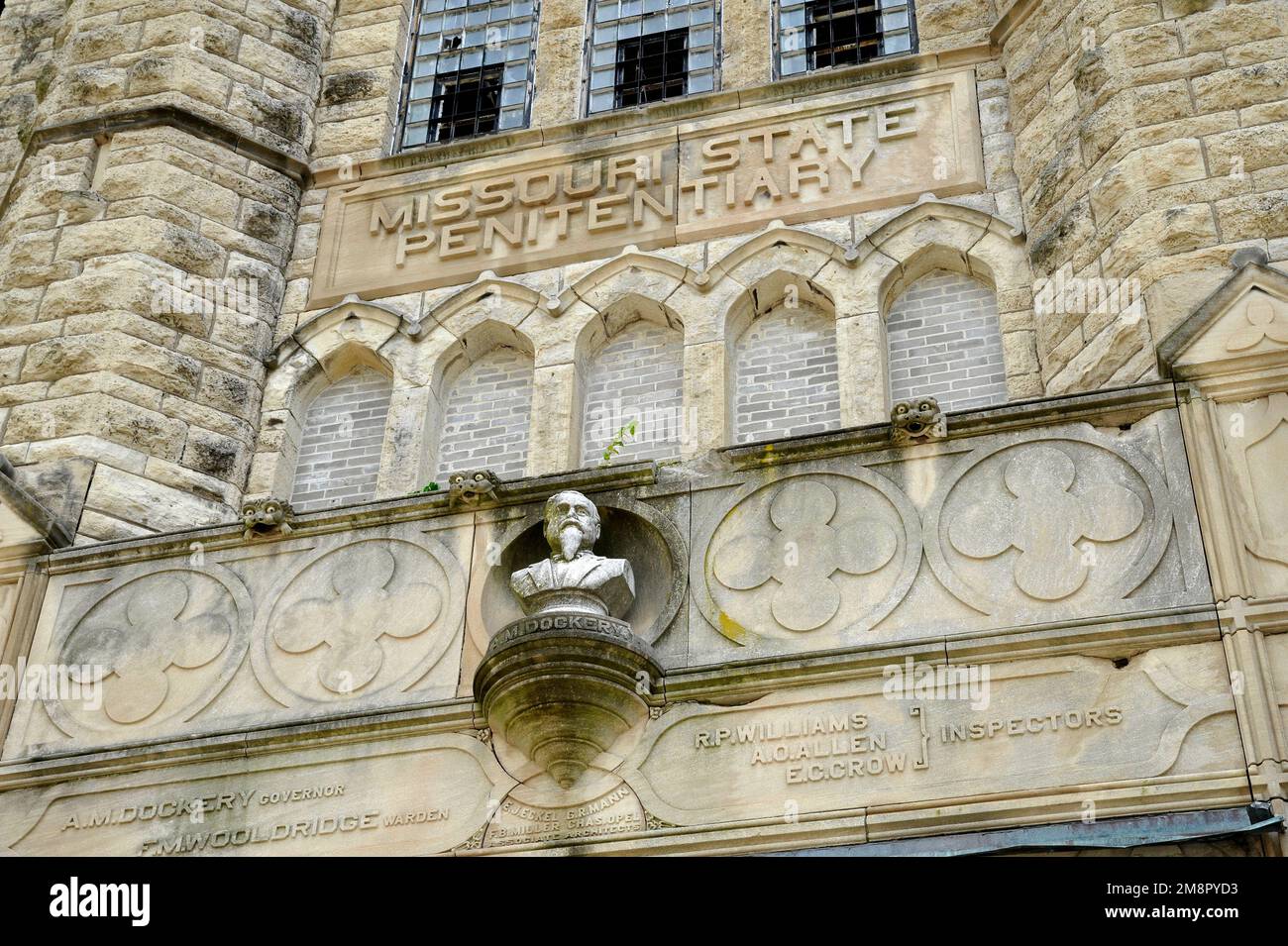 The details of the entrance to the Missouri State Penitentiary in ...