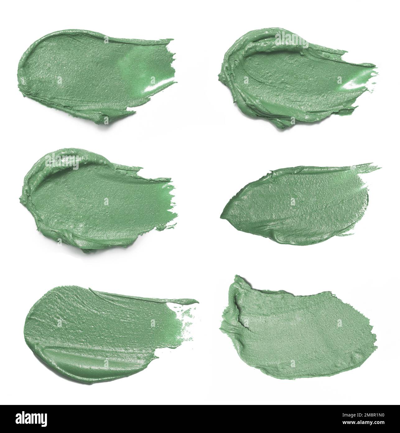 Natural cosmetic face mud samples isolated on white. Set of skin clay