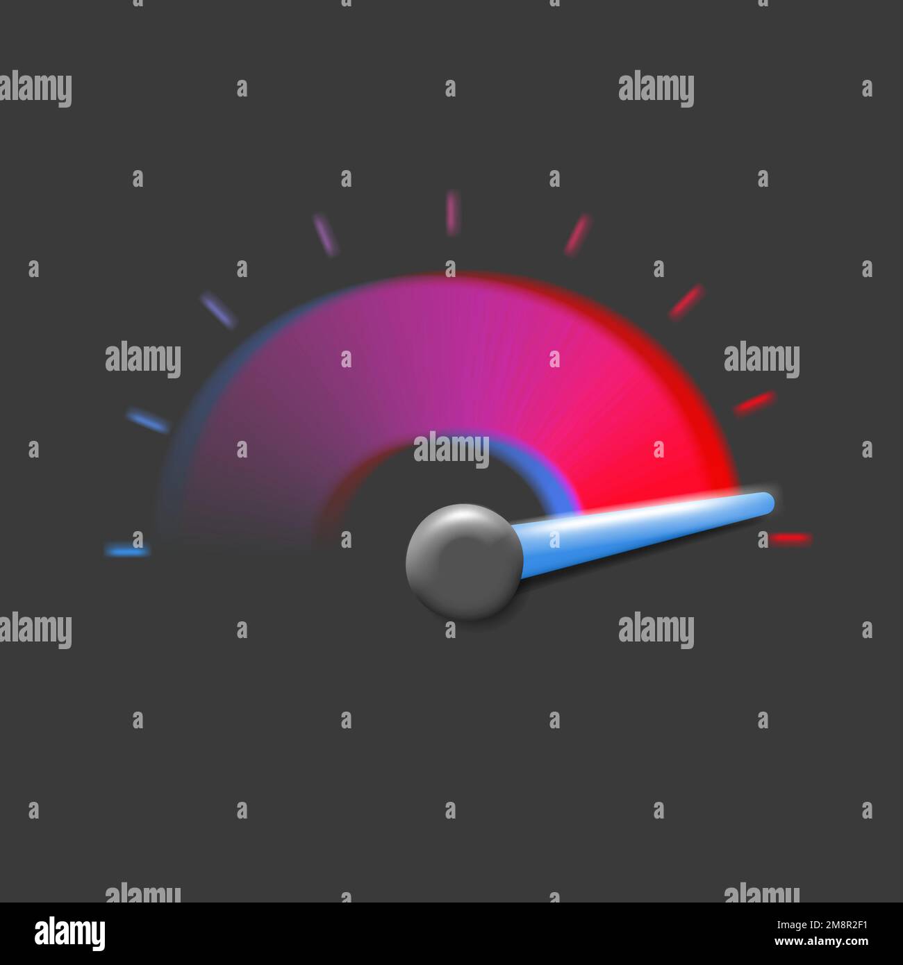 Speedometer iillustration, performance measurement symbol with pointer
