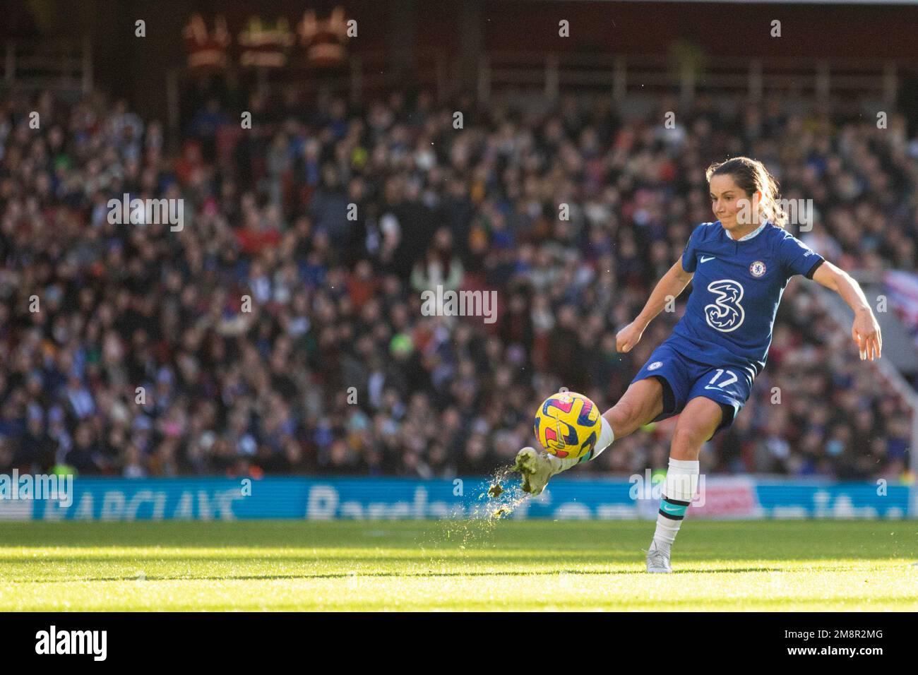 London, UK. 15th Jan, 2023. Jessie Fleming (17 Chelsea) in action during the Barclays FA Womens Super League game between Arsenal and Chelsea at Emirates Stadium in London, England. (Liam Asman/SPP) Credit: SPP Sport Press Photo. /Alamy Live News Stock Photo