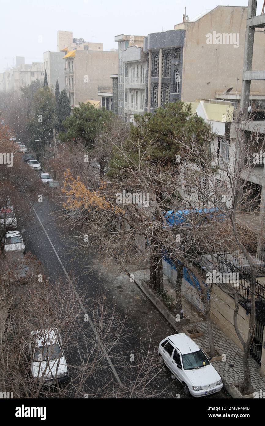 Tehran, Tehran, Iran. 15th Jan, 2023. A view of a residential area during snowfall in eastern
