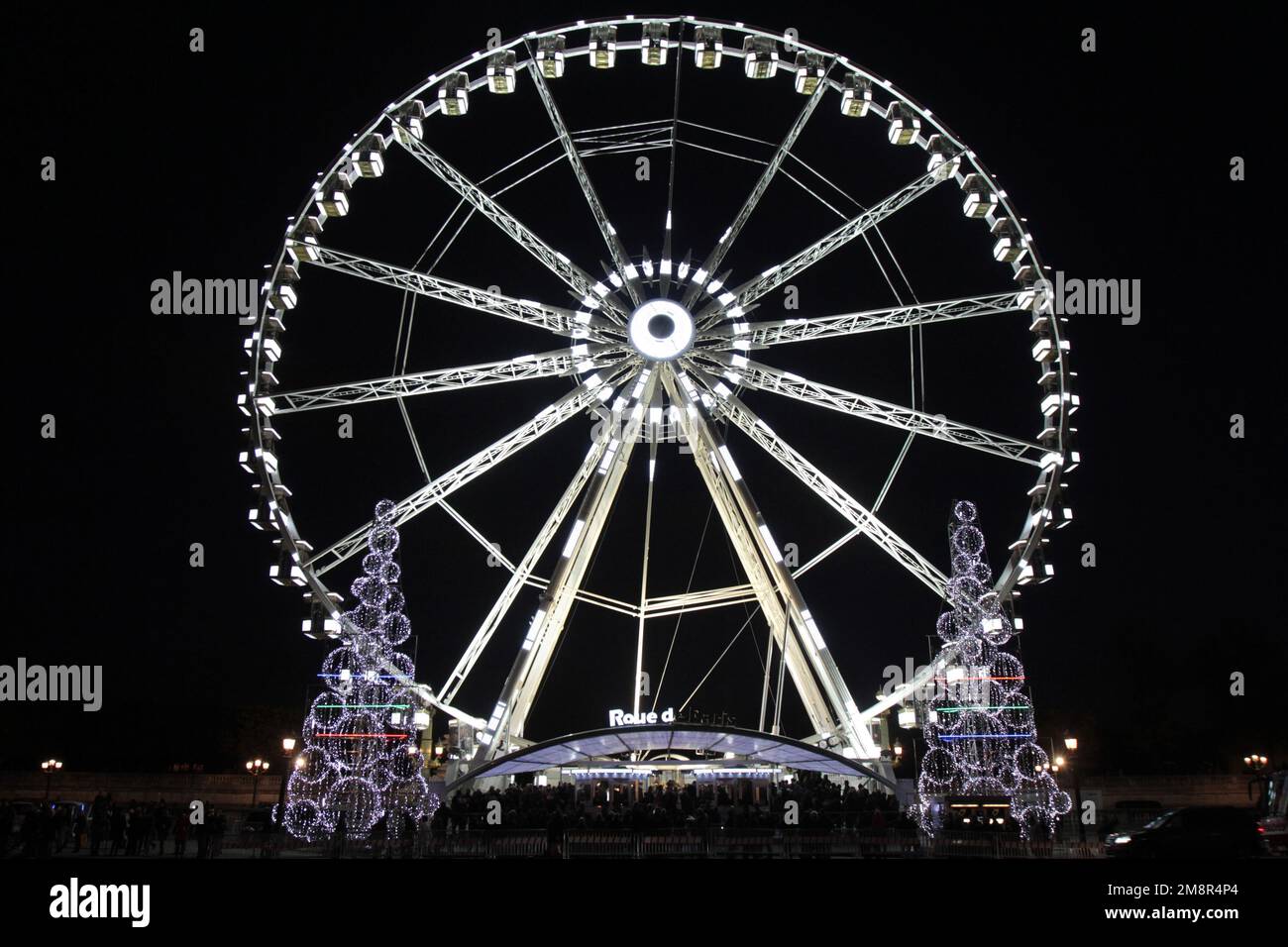 The illuminated Ferris Wheel Place de la Concorde. Paris. France. Europe. Stock Photo