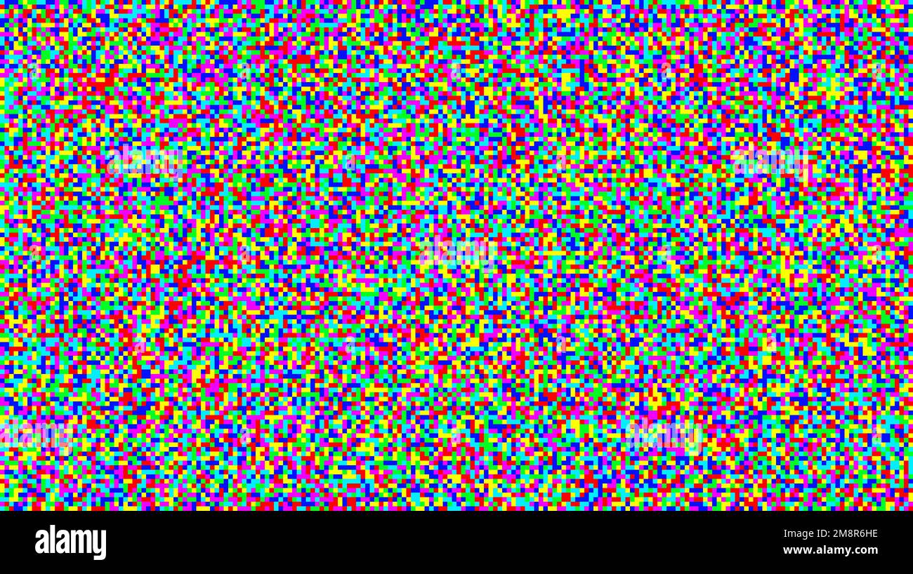 Seamless pixelated tv noise texture. Color television signal noise grain. Screen interferences and glitches. Grunge vector  Stock Vector