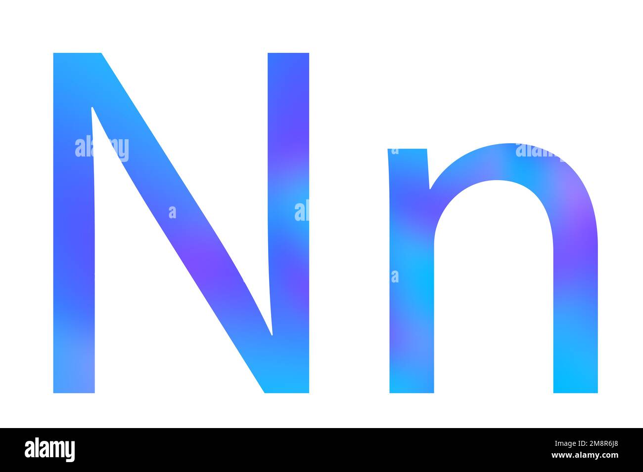Letter N. Blue color with gradient. Classic font. Isolated on a white background. Stock Photo