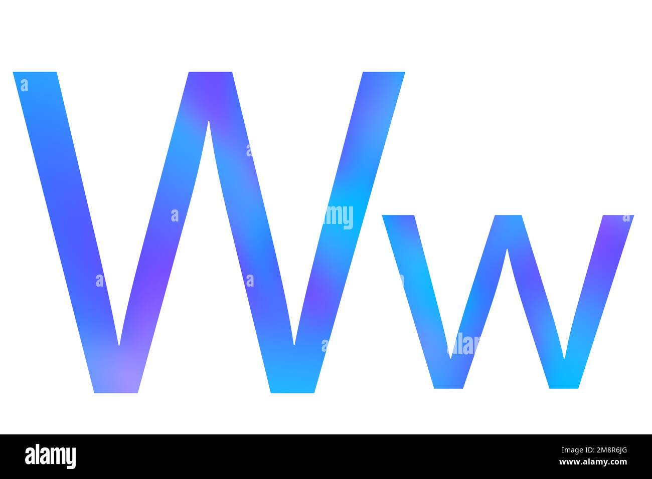 Letter W. Blue color with gradient. Classic font. Isolated on a white ...