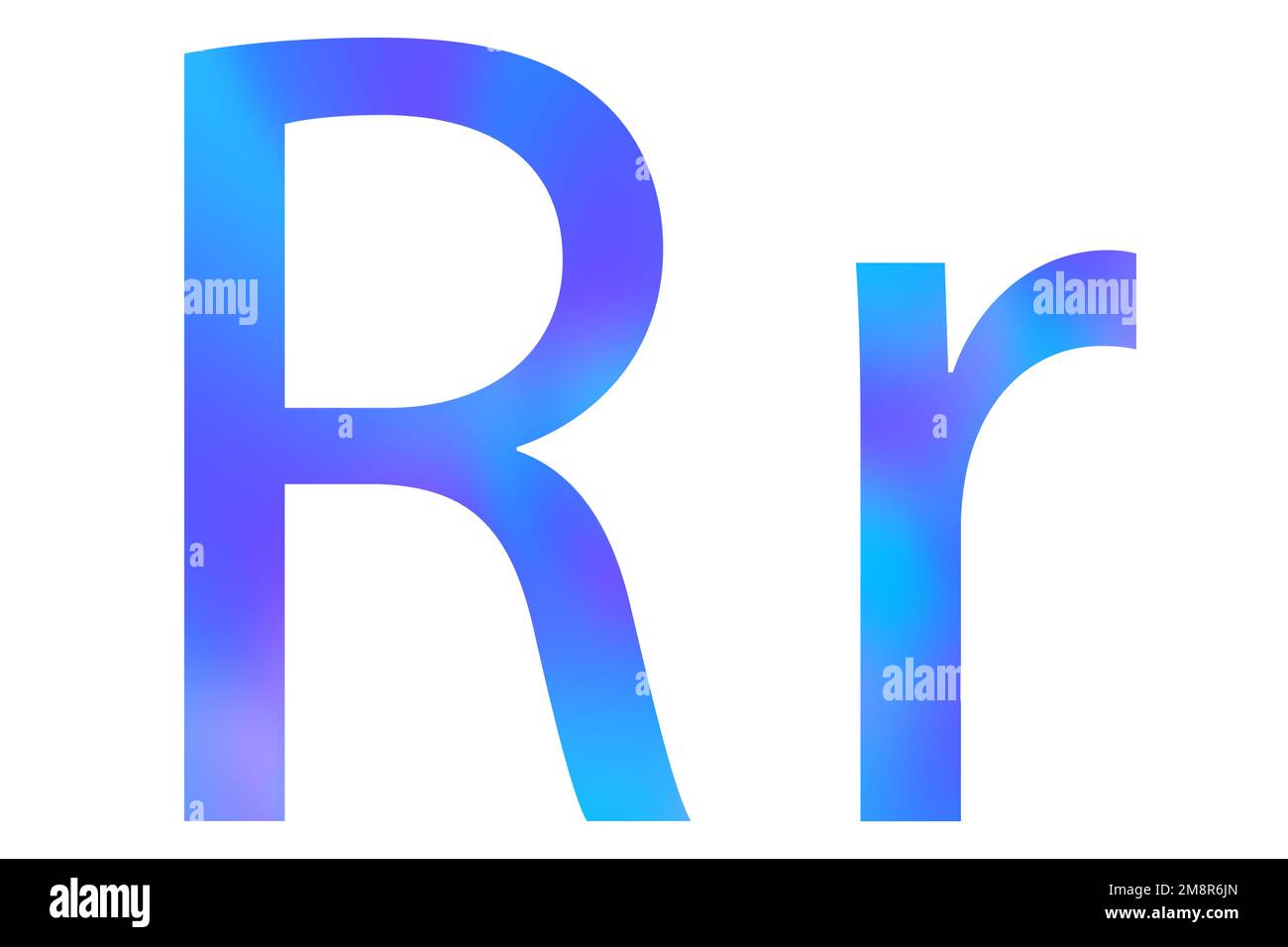 Letter R. Blue color with gradient. Classic font. Isolated on a white background. Stock Photo