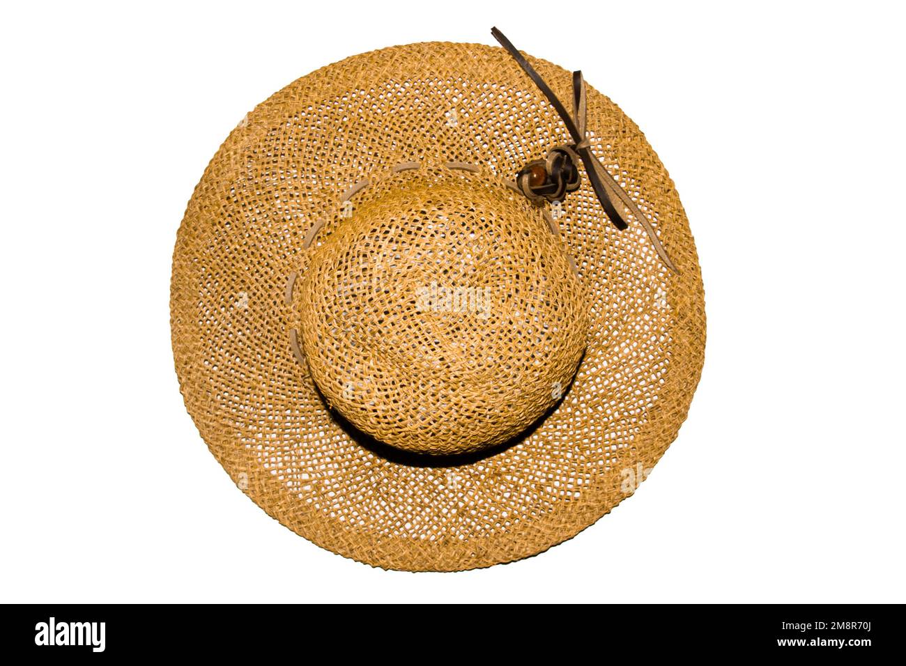 bright summer straw hat isolated on white background Stock Photo - Alamy