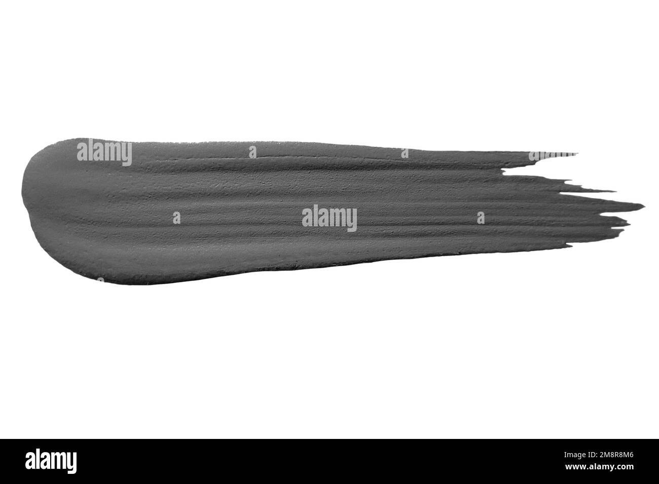 textured brushstroke of gray paint on white background isolated Stock