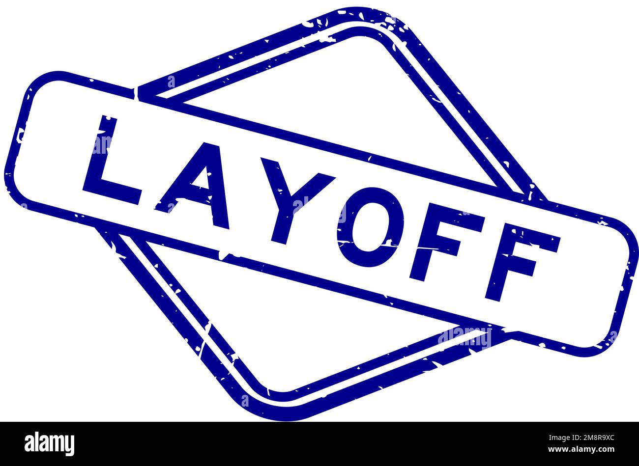 Grunge blue layoff word rubber seal stamp on white background Stock