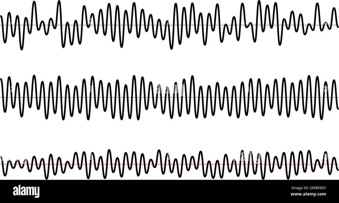 Sound wave signals set. Black audio track beats diagram collection