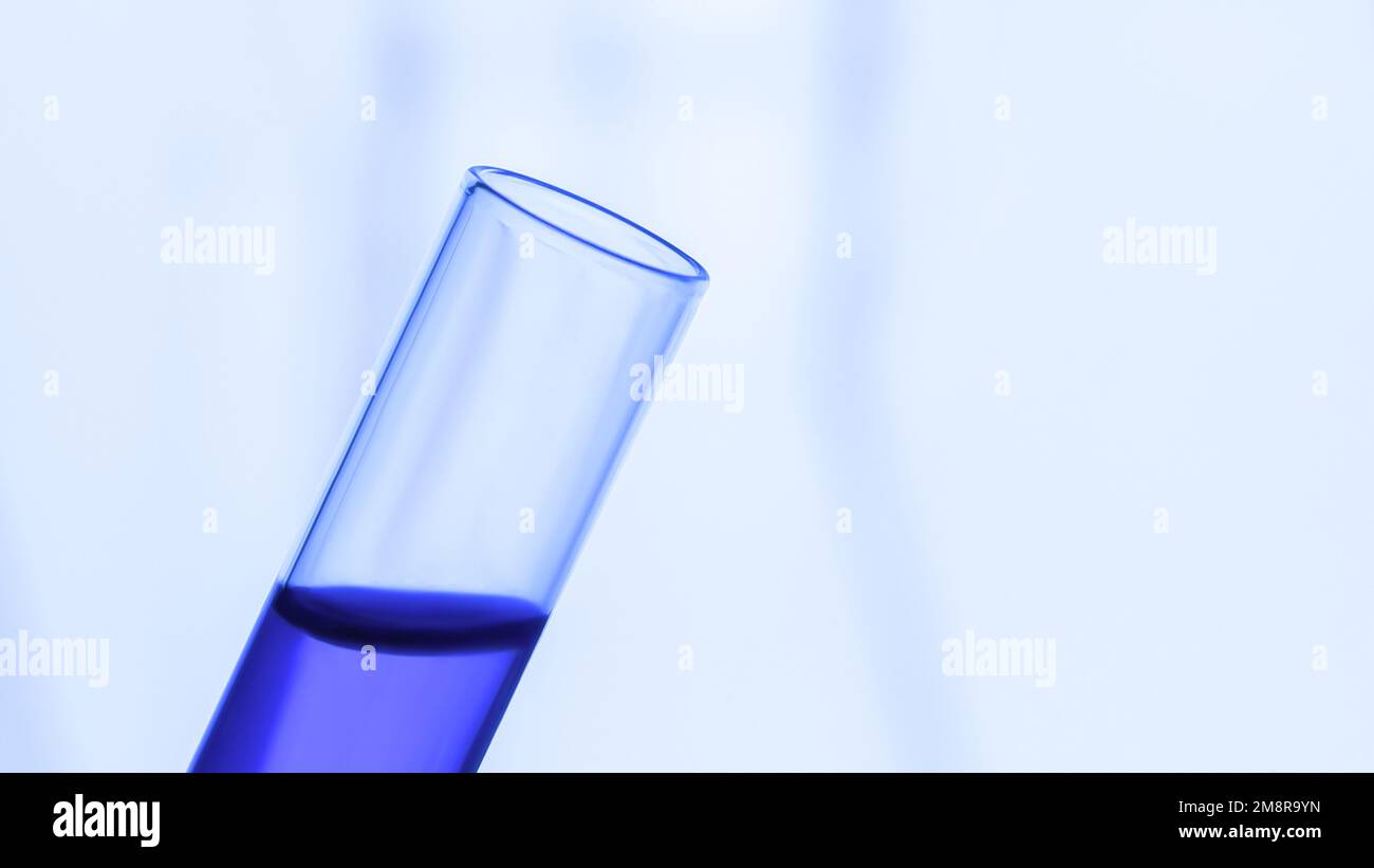laboratory equipment. Test tube. Vial with blue liquid. Laboratory