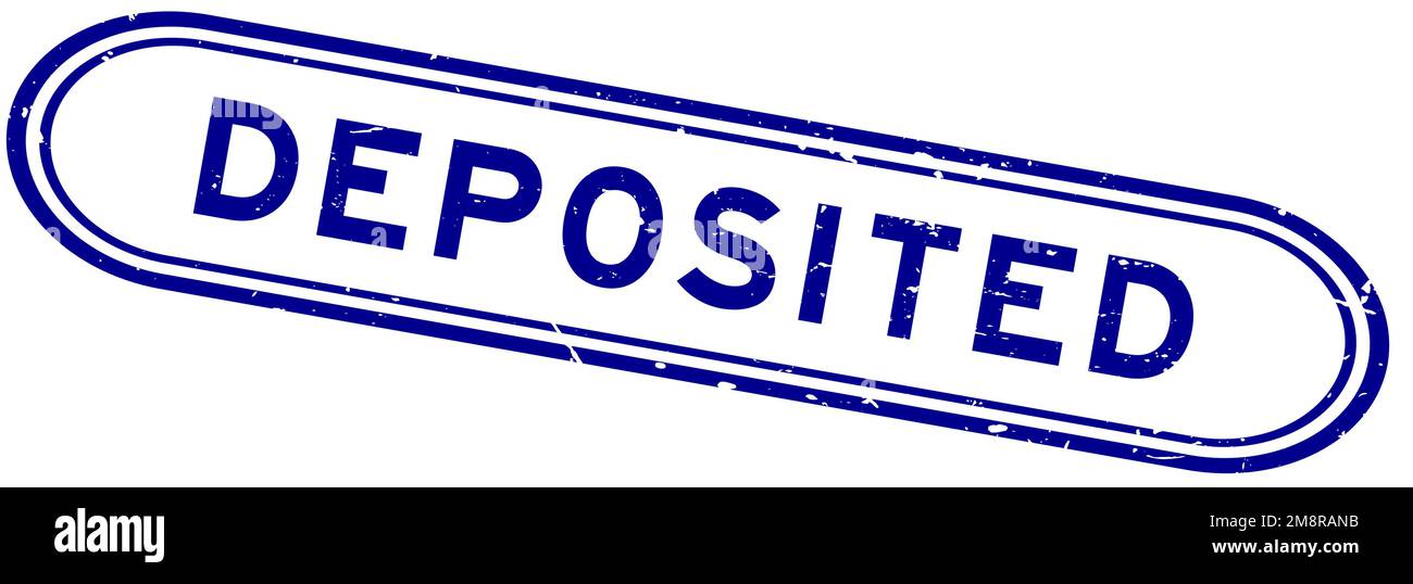 Grunge blue deposited word rubber seal stamp on white background Stock ...