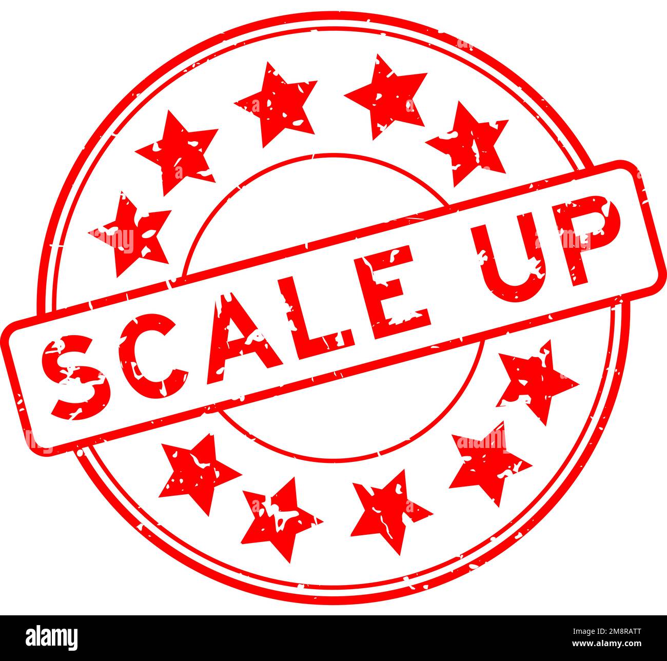 Grunge black scale up word with star icon round rubber seal stamp on