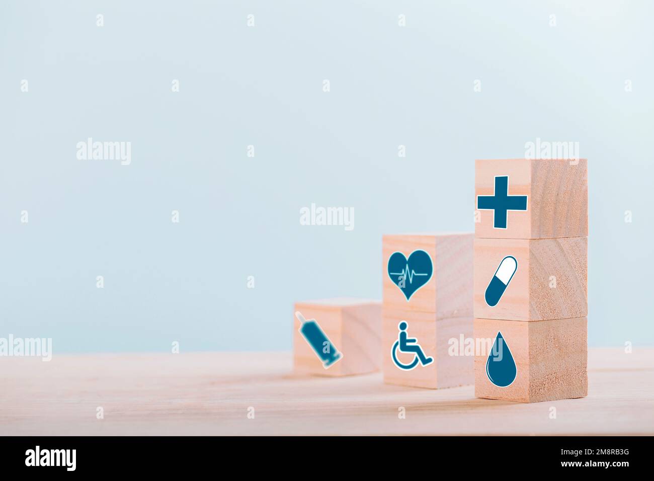 Emoticon icons healthcare medical symbol on wooden block , Healthcare