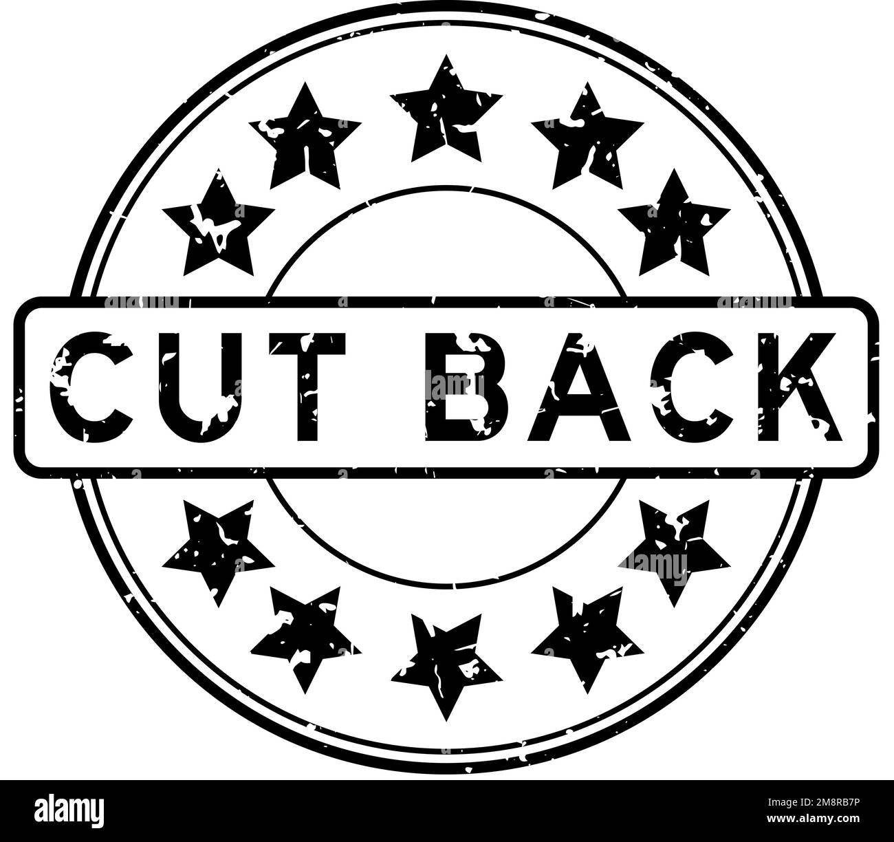 Grunge black cut back word with star icon round rubber seal stamp on white background Stock Vector