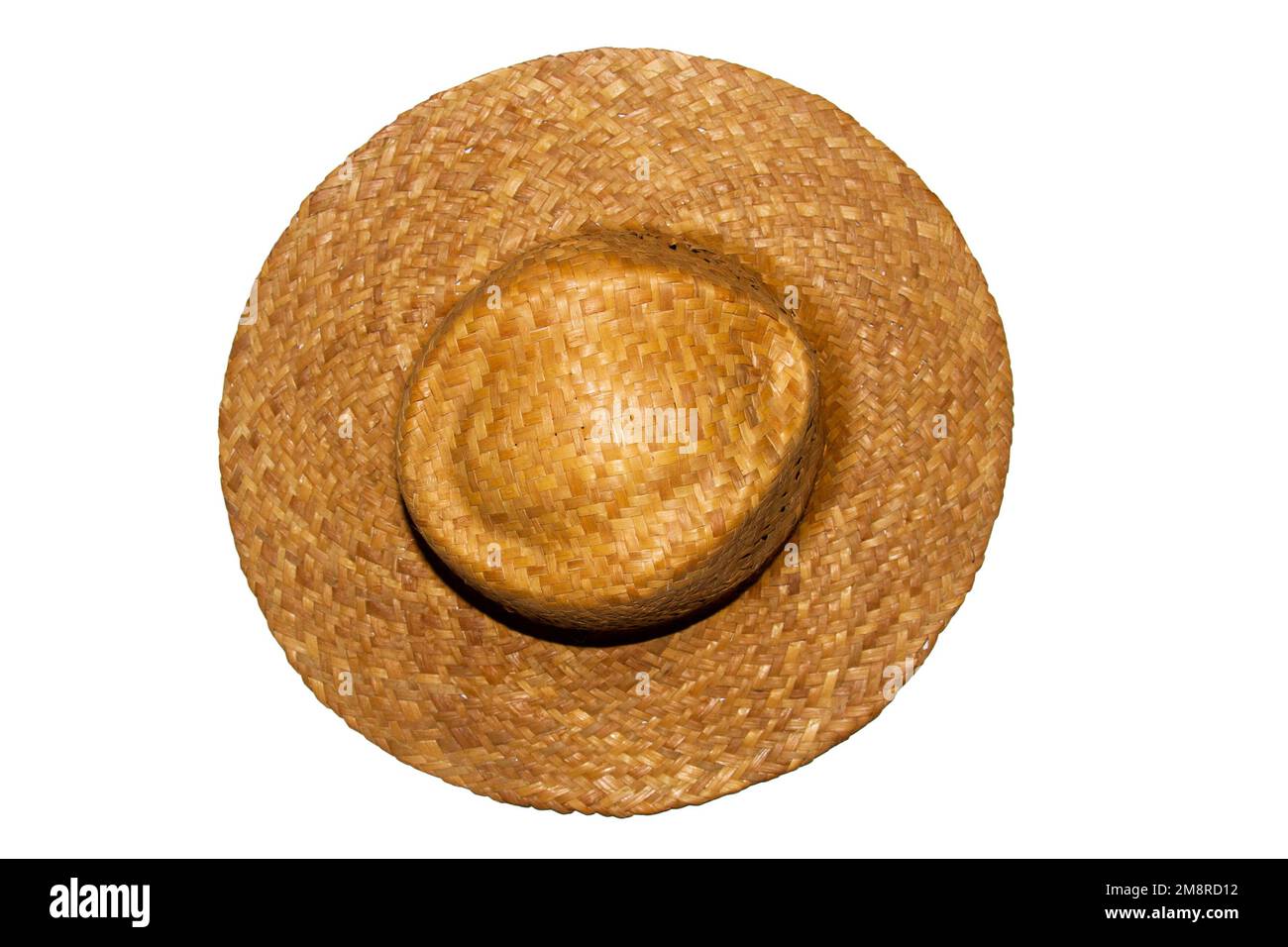 bright summer straw hat isolated on white background Stock Photo - Alamy