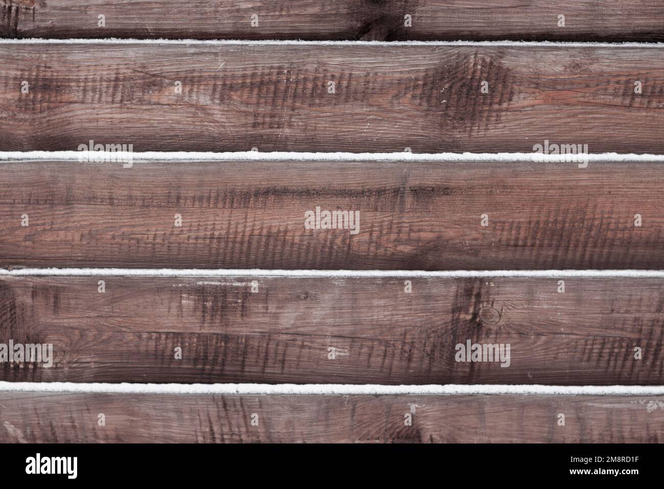 Wooden fence background with snow lying on the boards Stock Photo - Alamy