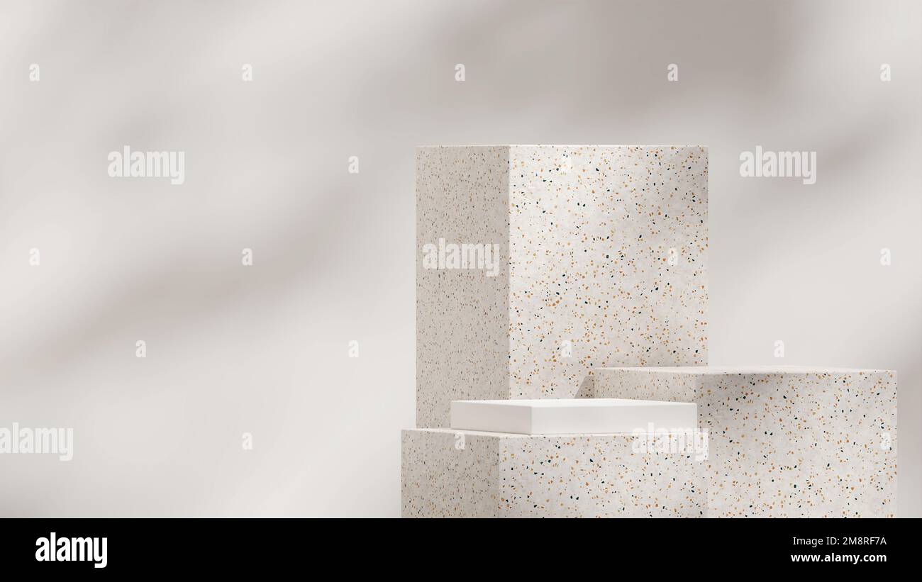 A Minimal simple rectangle terrazzo texture and white podium in square ...
