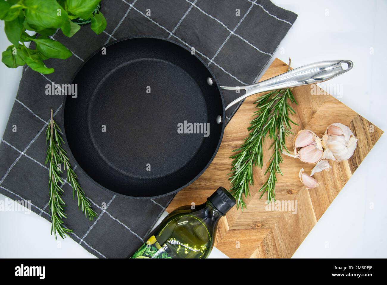 White Frying Pan On White Rustic Stock Photo 1040081248