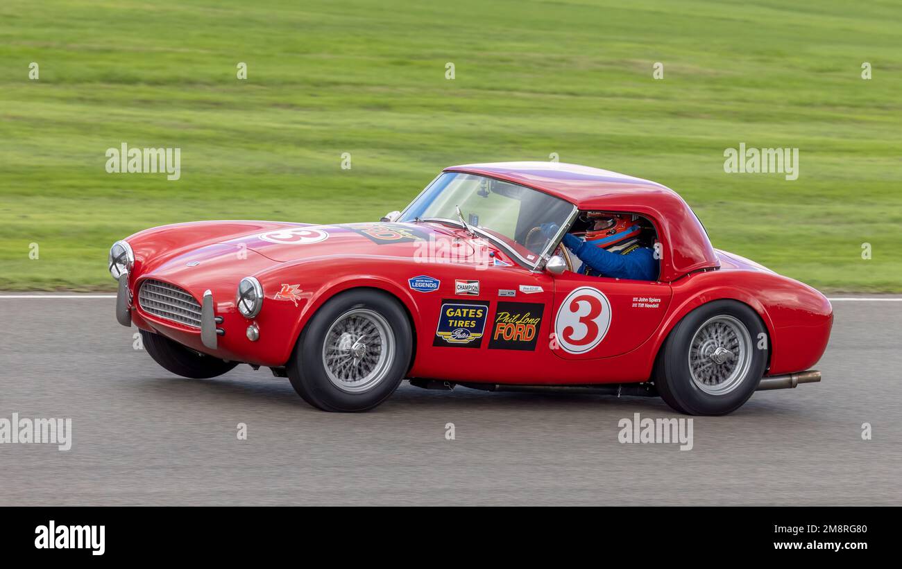 John Spiers and Tiff Needell's 1963 AC Cobra, Stirling Moss Memorial Trophy entrant, at the 2022 Goodwood Revival, Sussex, UK. Stock Photo