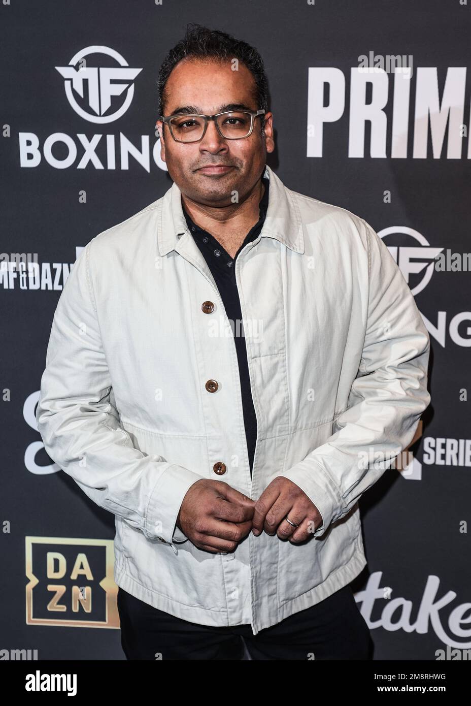 London, UK. 14th Jan, 2023. Krishnan Guru-Murthy seen attending the KSI vs FaZe Temperrr MF Cruiserweight Title Fight at OVO Wembley Arena in London. Credit: SOPA Images Limited/Alamy Live News Stock Photo