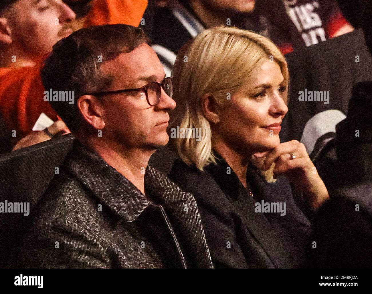 London, UK. 14th Jan, 2023. Daniel Baldwin and Holly Willoughby seen ringside for the KSI vs FaZe Temperrr MF Cruiserweight Title Fight at OVO Wembley Arena in London. Credit: SOPA Images Limited/Alamy Live News Stock Photo