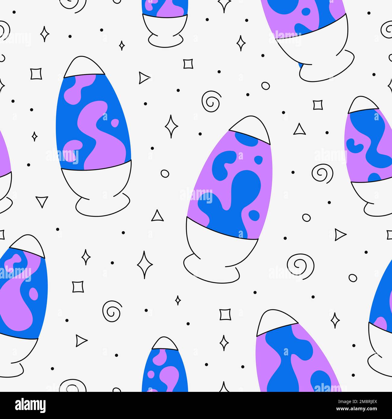 Abstract lava lamp seamless pattern art.Vector cartoon flat line illustration design. Lava lamp,60s hippie style seamless pattern concept Stock Vector