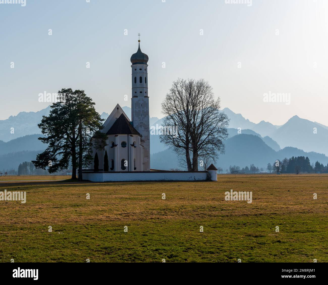 The St. Coloman Catholic baroque church in Schwangau, Germany Stock ...